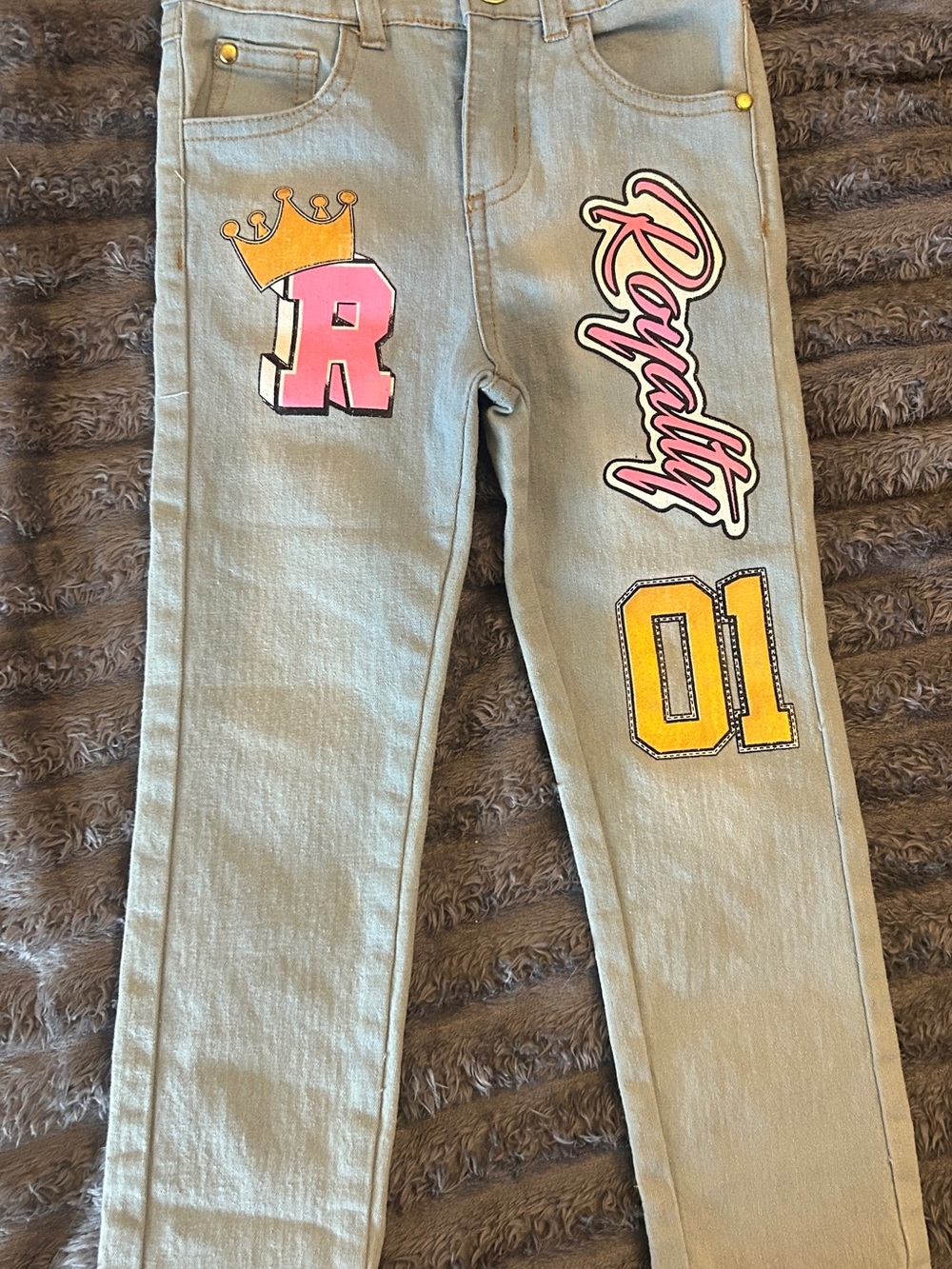 Kids Light Blue Patch-Detail Jeggings